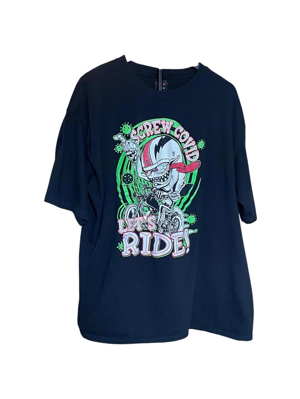 Hot Leathers Shirt Mens XL Screw Covid Lets Ride Biker Motorcycle Graphic Tee